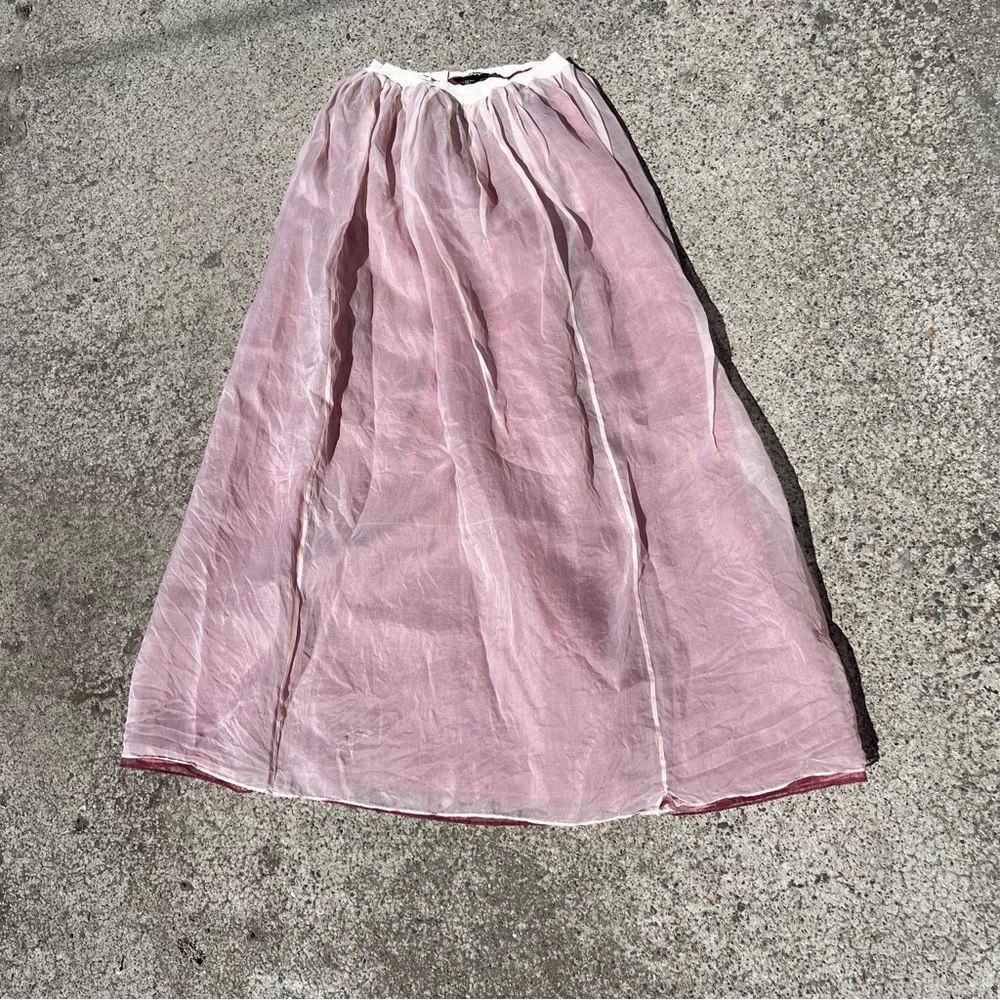 DKNY Pink Silk Tulle Maxi A-Line Skirt